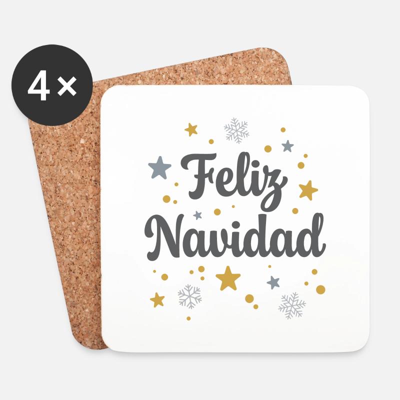 Feliz Navidad - Untersetzer (4er-Set) - Weiß