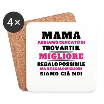 Donna Mamma Migliore Del Mondo Figlio Figlia Festa - Dessous de verre (lot de 4) - blanc - Devant