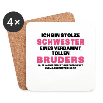Ich Bin Stolze Schwester Eines Verdammt Tollen - Untersetzer (4er-Set) - Weiß - Vorne