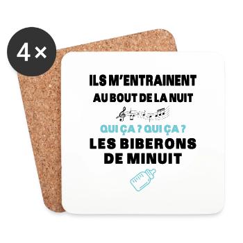 Biberons de Minuit Humour Naissance Humour Cadeau - Dessous de verre (lot de 4) - blanc - Devant