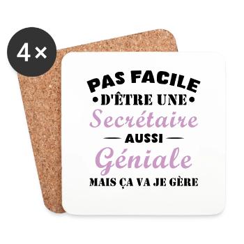 Secrétaire géniale cadeau drôle secrétaire - Dessous de verre (lot de 4) - blanc - Devant