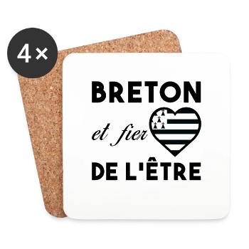 Bretagne - Breton et fier de l'être Fierté région - Dessous de verre (lot de 4) - blanc - Devant