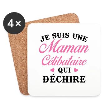 Femme Maman célibataire qui déchire - Dessous de verre (lot de 4) - blanc - Devant