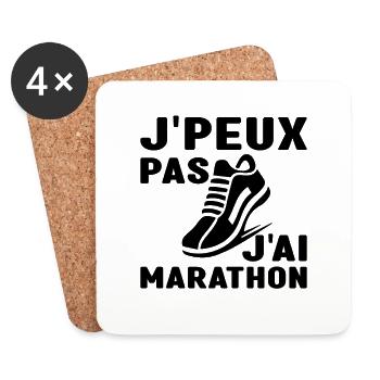 Je Peux Pas J'Ai Marathon Humour Marathon - Dessous de verre (lot de 4) - blanc - Devant