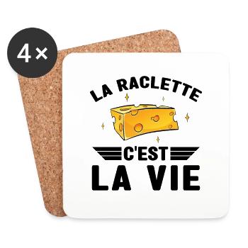 La Raclette C est La Vie Humour Raclette Fromage - Dessous de verre (lot de 4) - blanc - Devant