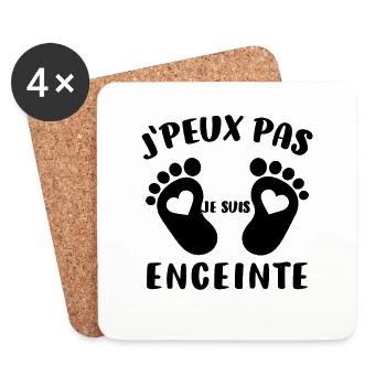 Cadeau Drôle Future Maman Annonce Grossesse - Dessous de verre (lot de 4) - blanc - Devant