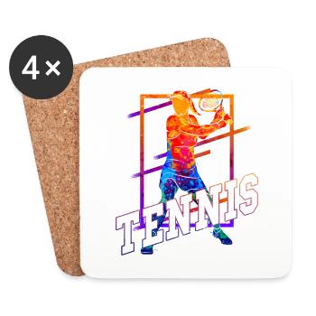 Tennis Joueur De Tennis Femme Sport Match Club Fan - Dessous de verre (lot de 4) - blanc - Devant