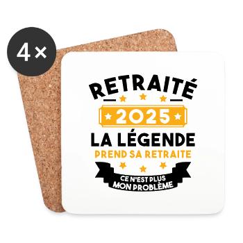 Retraité 2025 Pour Homme Femme Départ Retraite - Dessous de verre (lot de 4) - blanc - Devant