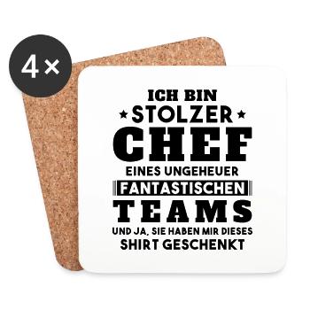 Ich bin Stolzer Chef Geschenkidee - Untersetzer (4er-Set) - Weiß - Vorne