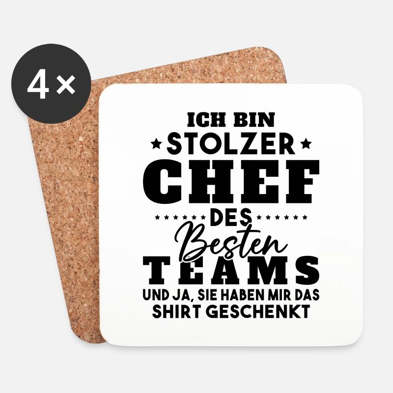 Stolzer Chef Des Besten Teams Shirt Geschenkt Fun - Untersetzer (4er-Set) - Weiß