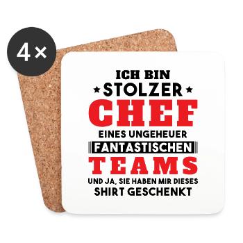 Ich bin Stolzer Chef Geschenkidee - Untersetzer (4er-Set) - Weiß - Vorne