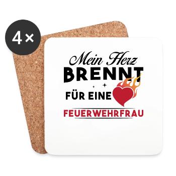 Mein Herz brennt für eine Feuerwehrfrau - Untersetzer (4er-Set) - Weiß - Vorne