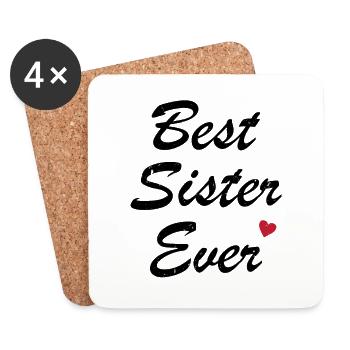Beste Schwester aller Zeiten Bestes Schwester-Humor-Geschenk - Untersetzer (4er-Set) - Weiß - Vorne
