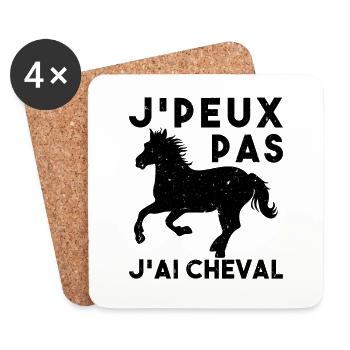 J'Peux Pas J'Ai Cheval Animal Equitation - Dessous de verre (lot de 4) - blanc - Devant