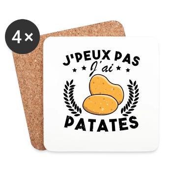 J'peux pas j'ai Patates Cadeau Jardinier Humour - Dessous de verre (lot de 4) - blanc - Devant