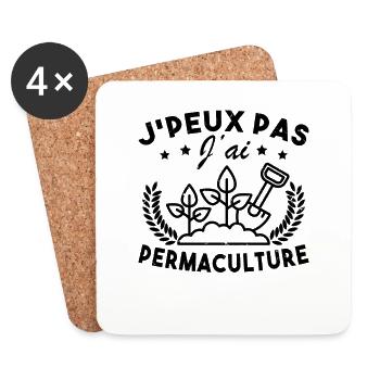 J'Peux Pas J'ai Permaculture Cadeau De Jardinage - Dessous de verre (lot de 4) - blanc - Devant