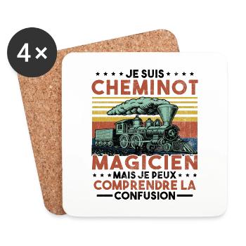 Cheminot Conducteur De Train Chemin De Fer - Dessous de verre (lot de 4) - blanc - Devant