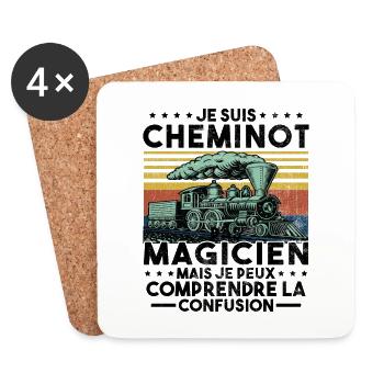 Cheminot Conducteur De Train Chemin De Fer - Dessous de verre (lot de 4) - blanc - Devant
