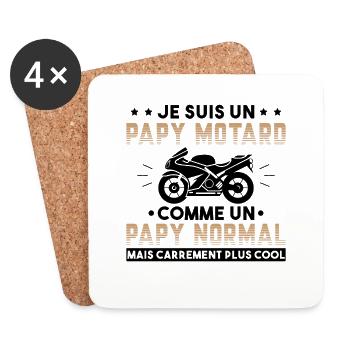 Motard Homme Papy Moto Cadeau Motorcycle Motards - Dessous de verre (lot de 4) - blanc - Devant