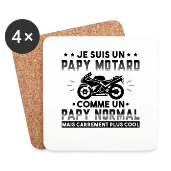 Motard Homme Papy Moto Cadeau Motorcycle Motards - Dessous de verre (lot de 4) - blanc - Devant