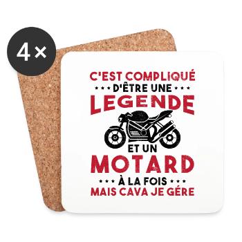 C'est compliqué d'être une Légende et un Motard - Dessous de verre (lot de 4) - blanc - Devant