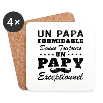 Papa formidable donne toujours papy exceptionnel - Dessous de verre (lot de 4) - blanc - Devant