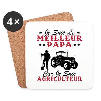 Je suis le meilleur papa car je suis Agriculteur - Dessous de verre (lot de 4) - blanc - Devant
