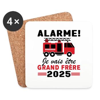 Je vais être grand frère 2025 / Futur grand frère - Dessous de verre (lot de 4) - blanc - Devant