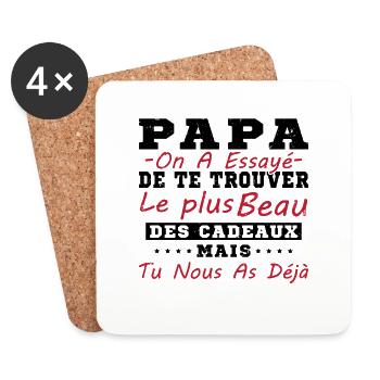 Papa Cadeau humour papa fête des pères - Dessous de verre (lot de 4) - blanc - Devant