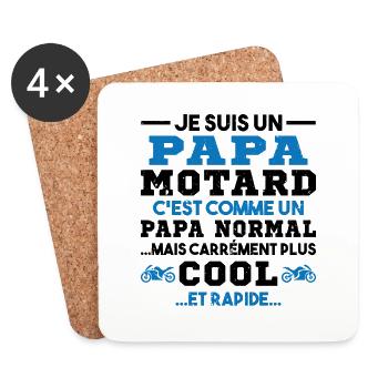 Homme Papa Motard Humour Cadeau motocycliste - Dessous de verre (lot de 4) - blanc - Devant