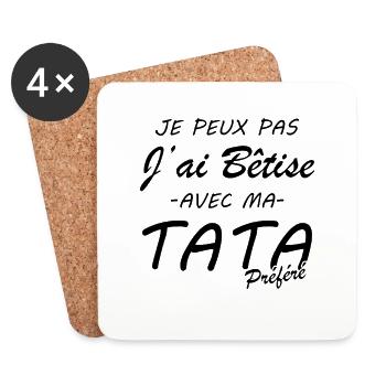 Je peux pas j'ai bêtise avec ma tata préféré - Dessous de verre (lot de 4) - blanc - Devant