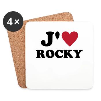 J'aime Rocky Coeur Chien Cadeau Saint Valentine - Dessous de verre (lot de 4) - blanc - Devant