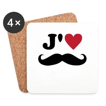 I love mustache Valentine's Day Husband Dad Love - Coasters (set of 4) - white - Front