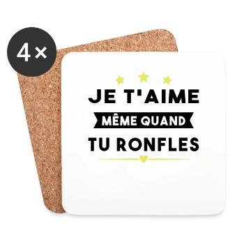 Couple Saint Valentin Je T'aime Quand Tu Ronfles - Dessous de verre (lot de 4) - blanc - Devant