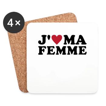 J'aime ma femme Cadeau Saint Valentin - Dessous de verre (lot de 4) - blanc - Devant
