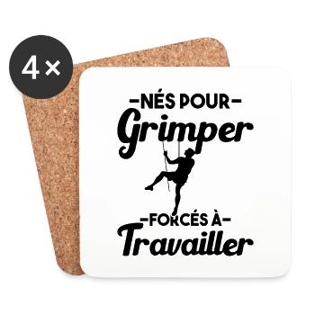 Né Pour Grimper Escaladeur Humour Cadeau - Dessous de verre (lot de 4) - blanc - Devant