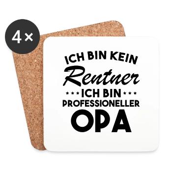 Ich Bin Kein Rentner Ich Bin Professioneller Opa - Untersetzer (4er-Set) - Weiß - Vorne