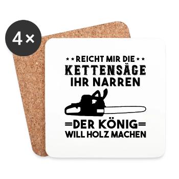 Kettensäge Holzfäller Waldarbeiter Wald Forstwirt - Untersetzer (4er-Set) - Weiß - Vorne