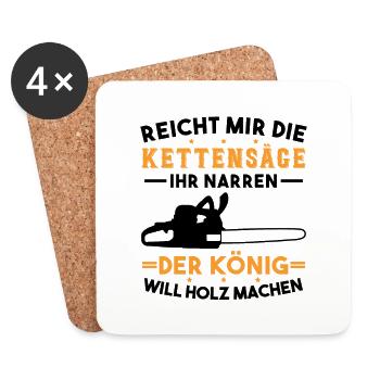 Kettensäge Holzfäller Waldarbeiter Wald Forstwirt - Untersetzer (4er-Set) - Weiß - Vorne