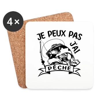 Je Peux Pas J'ai Pêche - Dessous de verre (lot de 4) - blanc - Devant