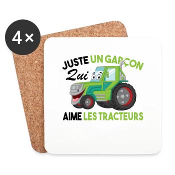 Juste Un Garçon Qui Aime Les Tracteurs Agriculteur - Dessous de verre (lot de 4) - blanc - Devant