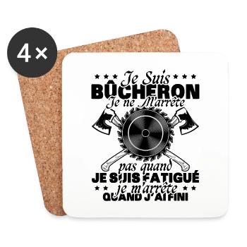 Drôle Cadeau Tronçonneuse Disant Je Suis Bûcheron - Dessous de verre (lot de 4) - blanc - Devant