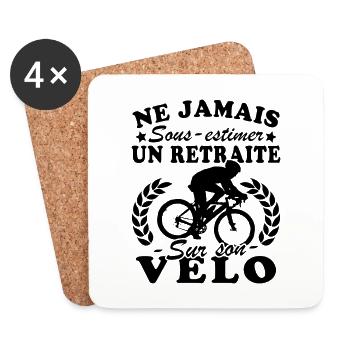 A pensioner on his bike Humour Cyclist retirement - Coasters (set of 4) - white - Front