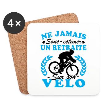Un Retraité Sur Son Vélo Humour Retraite Cycliste - Dessous de verre (lot de 4) - blanc - Devant