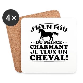 I don't care about Prince Charming, I want a horse - Coasters (set of 4) - white - Front