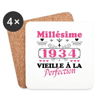 Woman Vintage 1934 Birthday Gift Humor - Coasters (set of 4) - white - Front