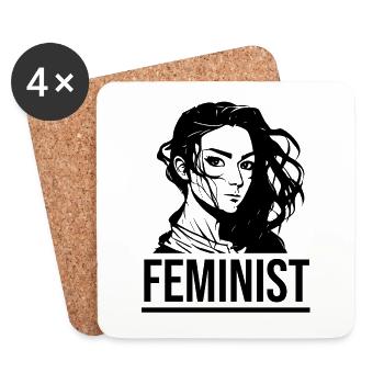 FEMINIST - Untersetzer (4er-Set) - Weiß - Vorne