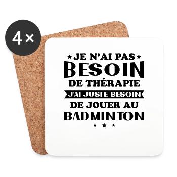 Ich muss nur Badminton spielen Geschenk - Untersetzer (4er-Set) - Weiß - Vorne