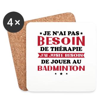 Ich muss nur Badminton spielen Geschenk - Untersetzer (4er-Set) - Weiß - Vorne