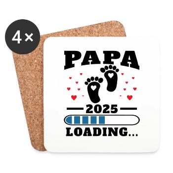 Papa 2025 Drôle Cadeau de Fête des Pères Femmes Enceintes - Dessous de verre (lot de 4) - blanc - Devant